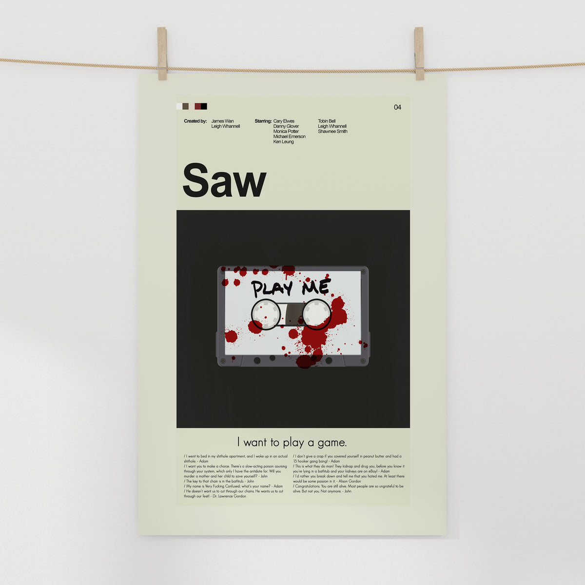 Saw - "Play Me" Tape | 12"x18" or 18"x24" Print only