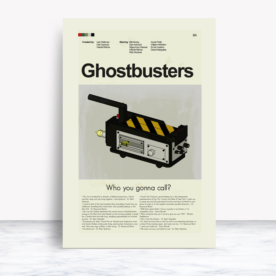 Ghostbusters Inspired Mid-Century Modern Print | 12"x18" or 18"x24" Print only