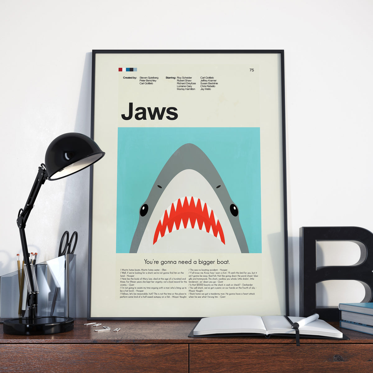 Jaws Inspired Mid-Century Modern Print | 12"x18" or 18"x24" Print only