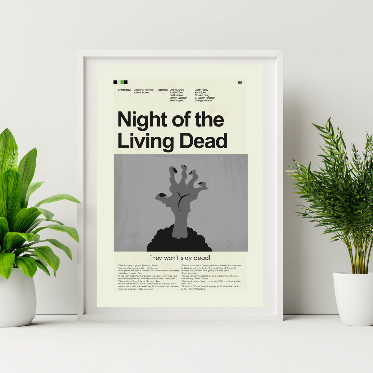Night of the Living Dead Inspired Mid-Century Modern Print | 12"x18" or 18"x24" Print only