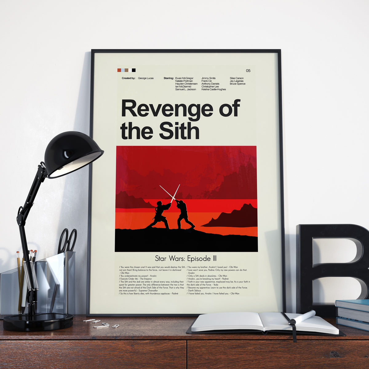 Revenge of the Sith (Star Wars Episode III) Inspired Mid-Century Modern Print | 12"x18" or 18"x24" Print only