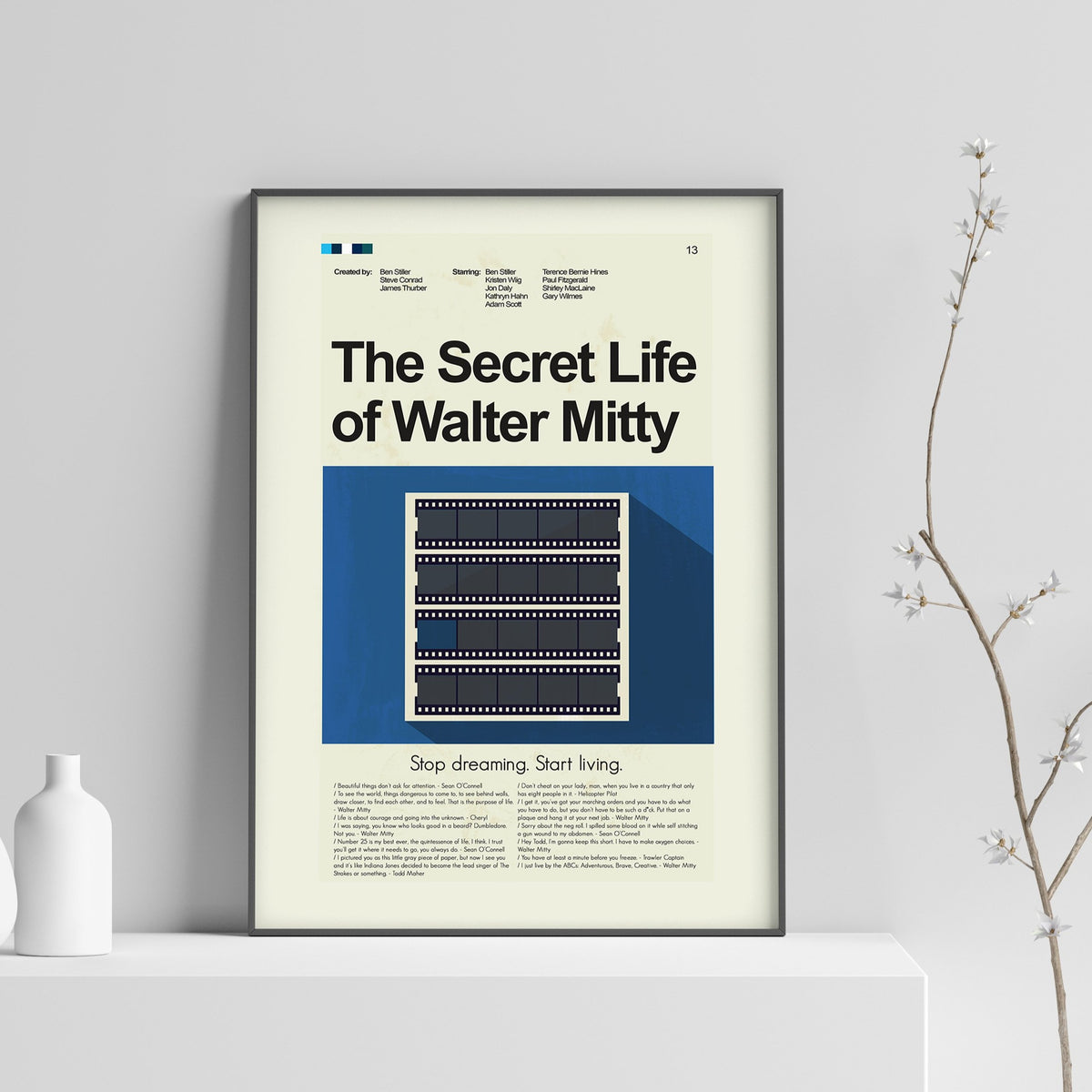 The Secret Life of Walter Mitty Inspired Mid-Century Modern Print | 12"x18" or 18"x24" Print only