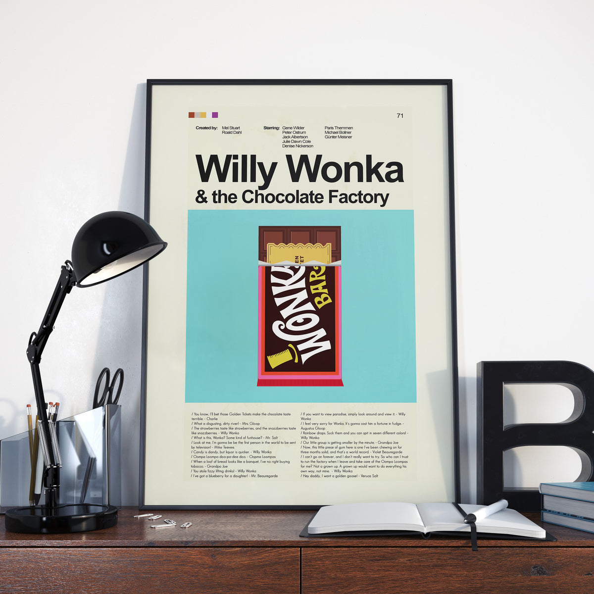Willy Wonka and the Chocolate Factory Inspired Mid-Century Modern Print | 12"x18" or 18"x24" Print only