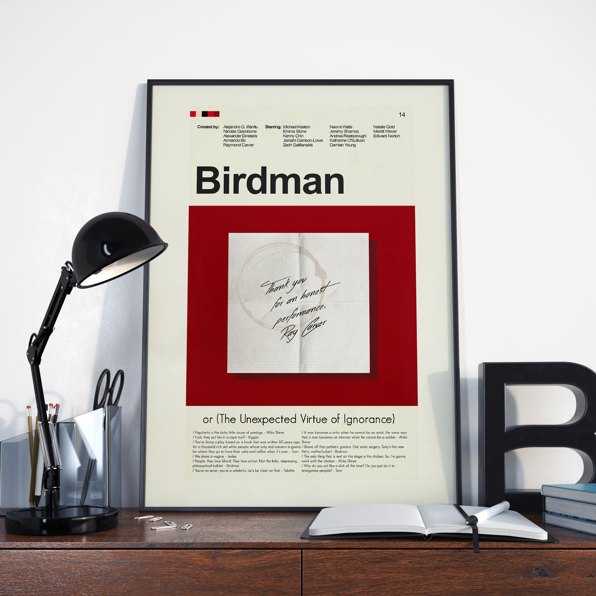 Birdman Birdman or (The Unexpected Virtue of Ignorance!) Inspired Mid-Century Modern Print | 12"x18" or 18"x24" Print only