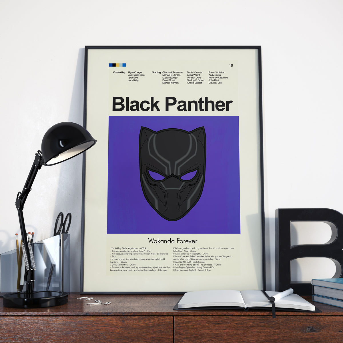 Black Panther Inspired Mid-Century Modern Print | 12"x18" or 18"x24" Print only