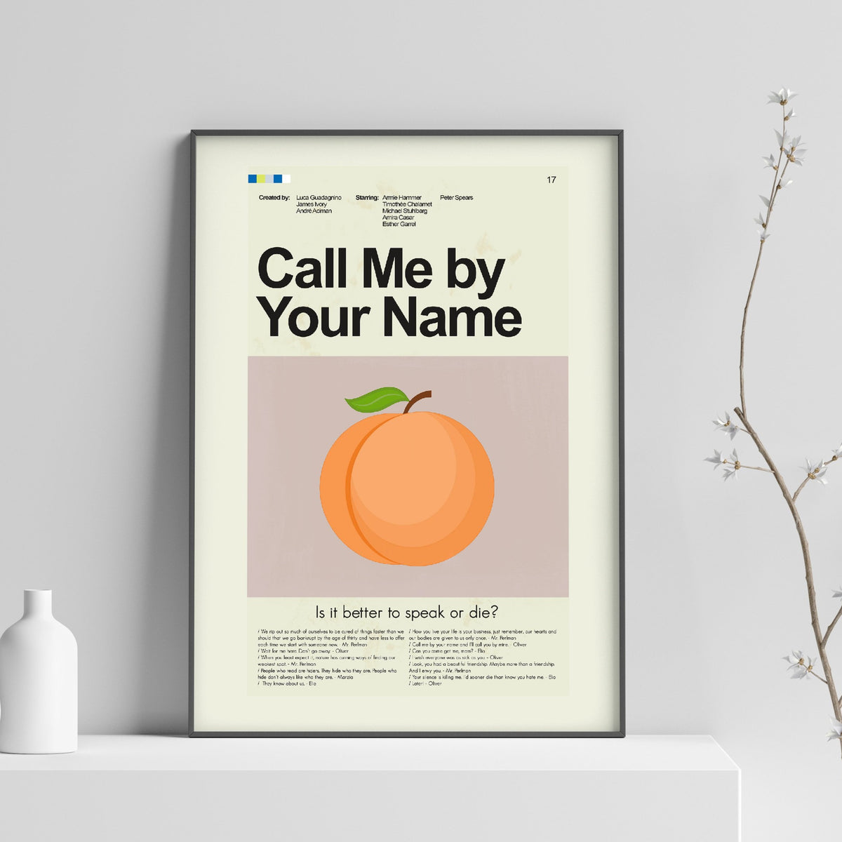 Call Me By Your Name Inspired Mid-Century Modern Print | 12"x18" or 18"x24" Print only