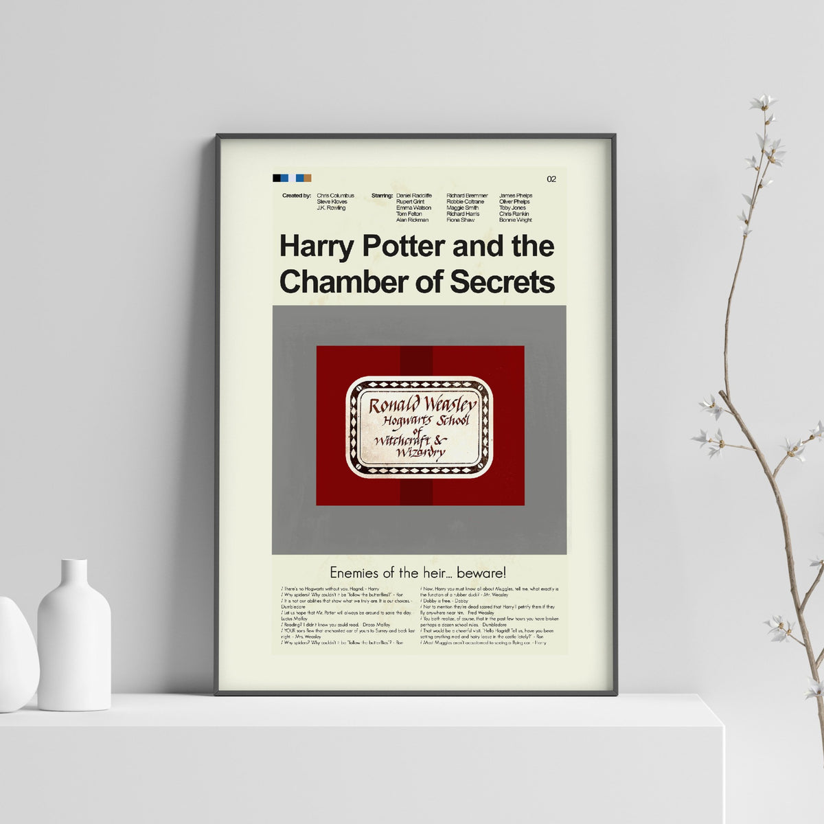 Harry Potter and the Chamber of Secrets Inspired Mid-Century Modern Print | 12"x18" or 18"x24" Print only