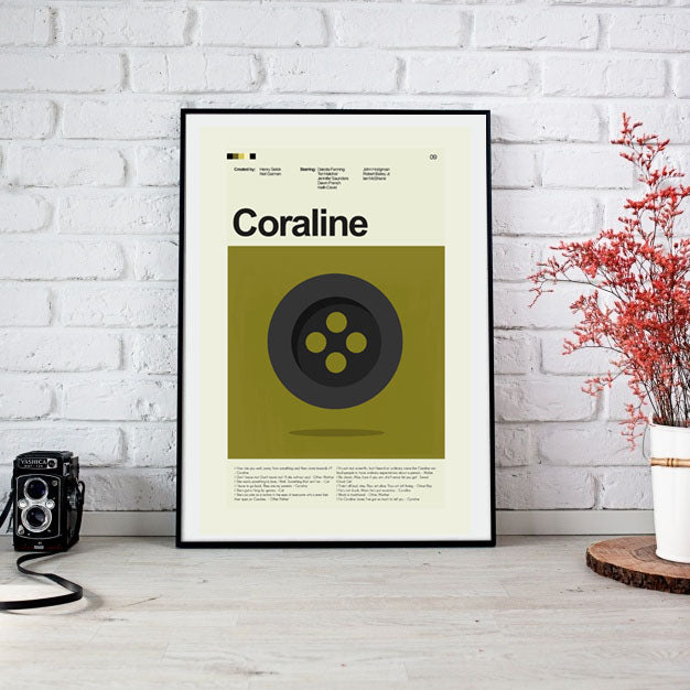 Coraline Inspired Mid-Century Modern Print | 12"x18" or 18"x24" Print only