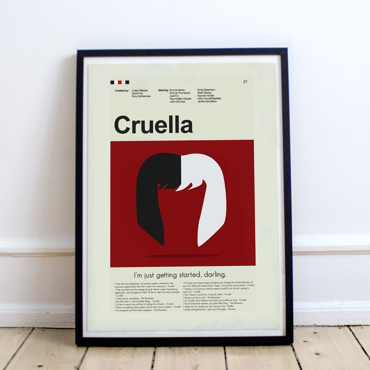 Cruella - Black and White Hair  | 12"x18" or 18"x24" Print only