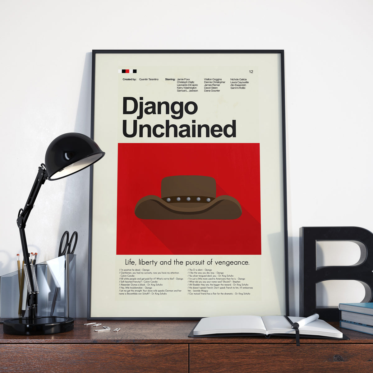 Django Unchained Inspired Mid-Century Modern Print | 12"x18" or 18"x24" Print only
