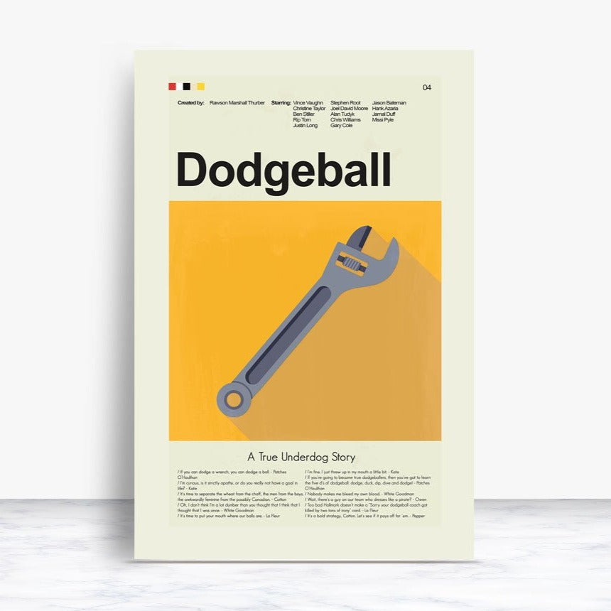 Dodgeball: A True Underdog Story Inspired Mid-Century Modern Print | 12"x18" or 18"x24" Print only