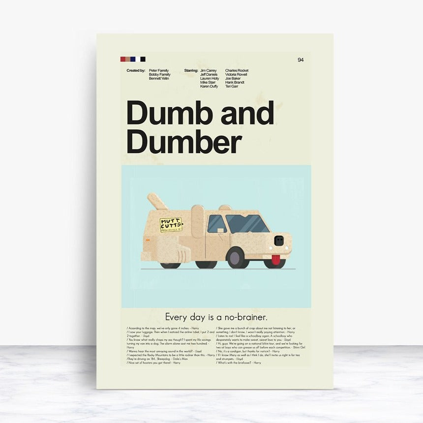 Dumb and Dumber Inspired Mid-Century Modern Print | 12"x18" or 18"x24" Print only