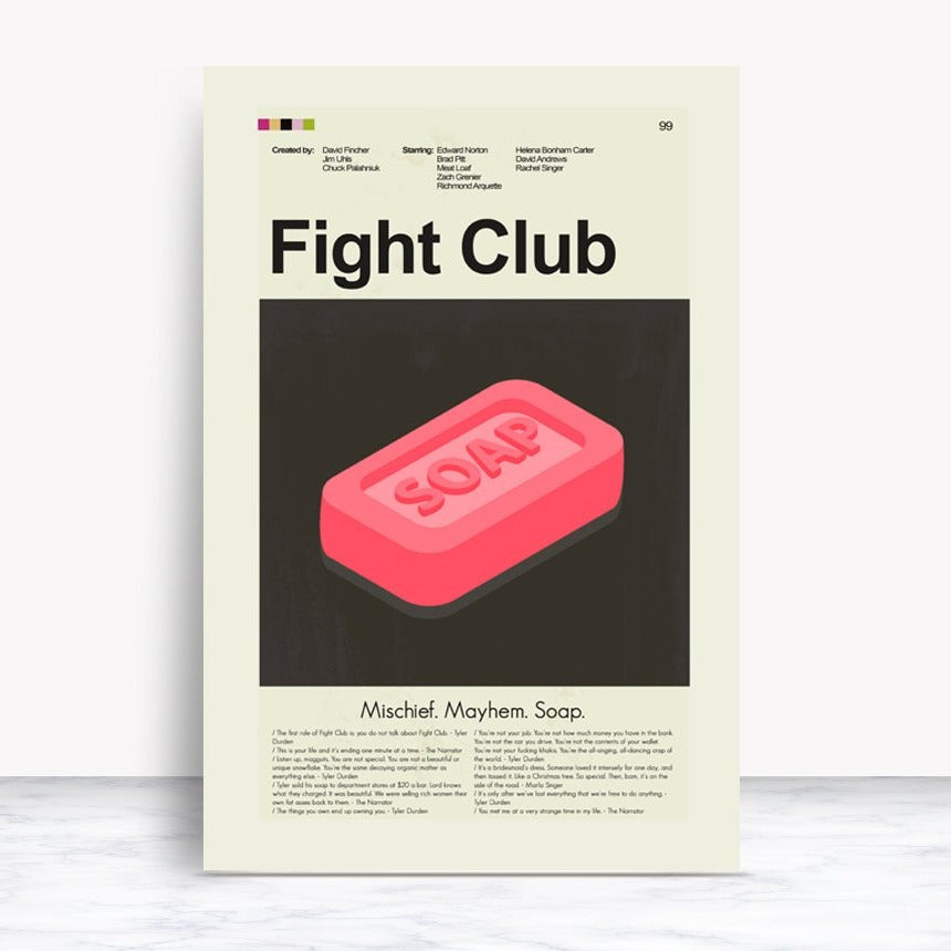Fight Club Inspired Mid-Century Modern Print | 12"x18" or 18"x24" Print only