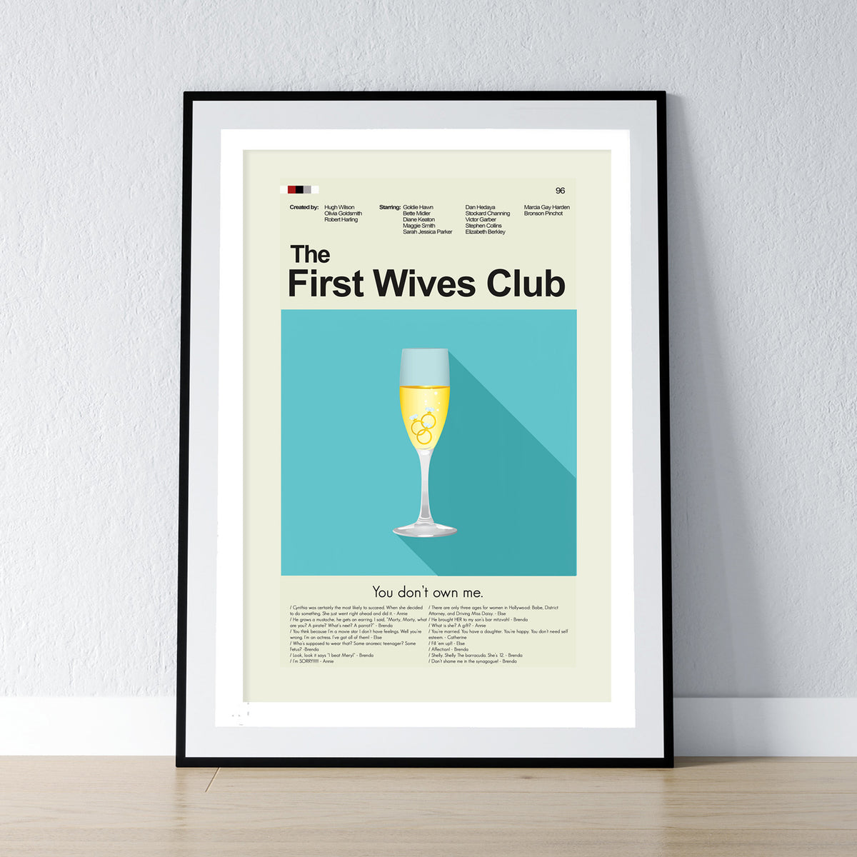 First Wives Club - Champagne Glass with Rings | 12"x18" Print Only