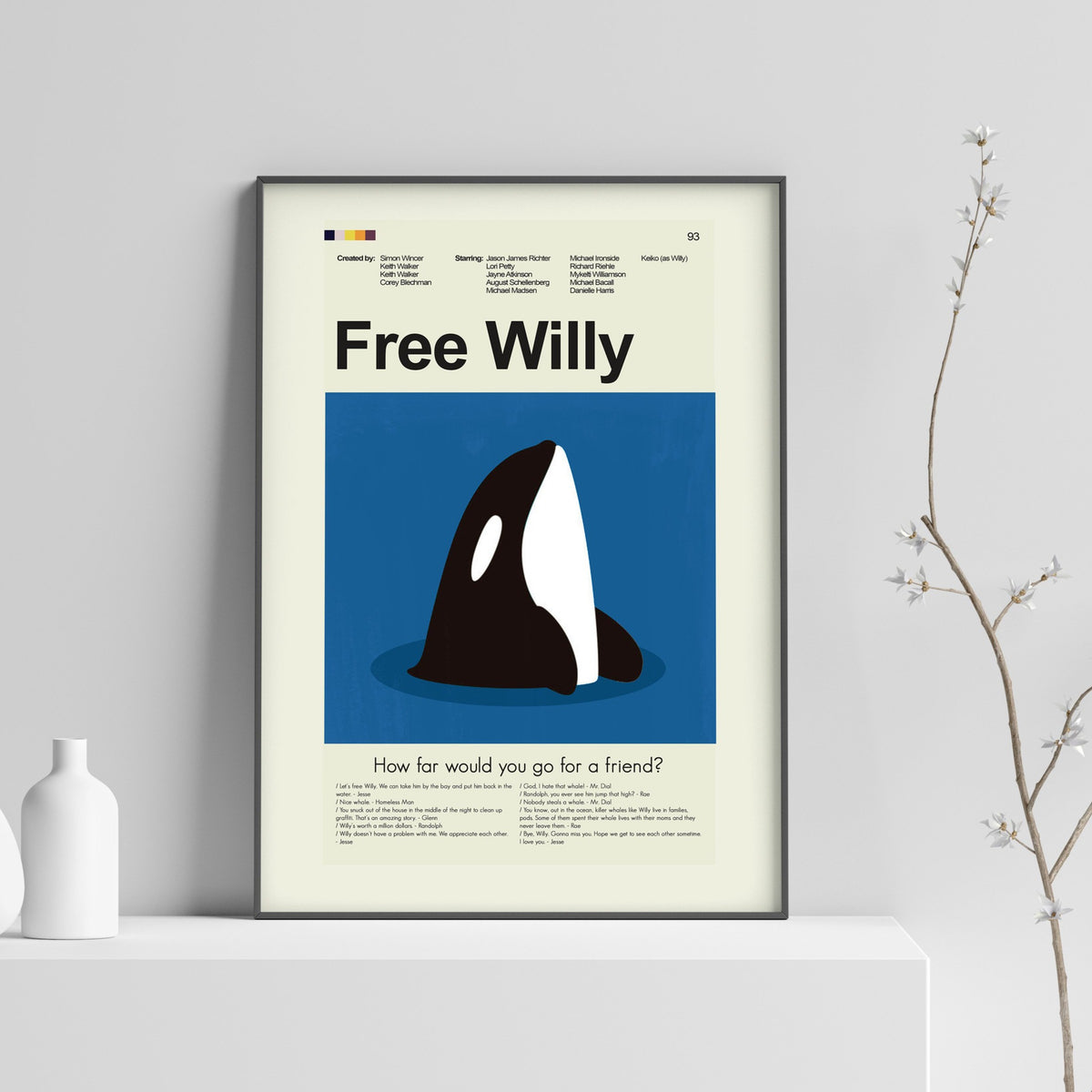 Free Willy Inspired Mid-Century Modern Print | 12"x18" or 18"x24" Print only