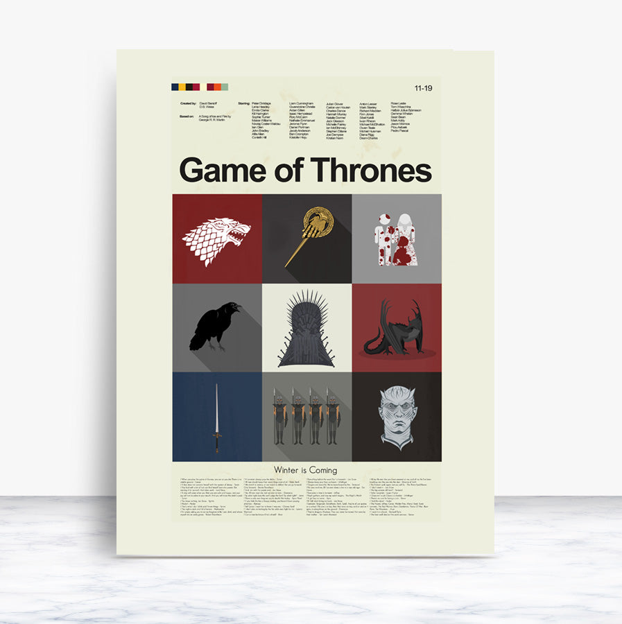 Game of Thrones Inspired Mid-Century Modern Print LARGE 18x24 | Print only