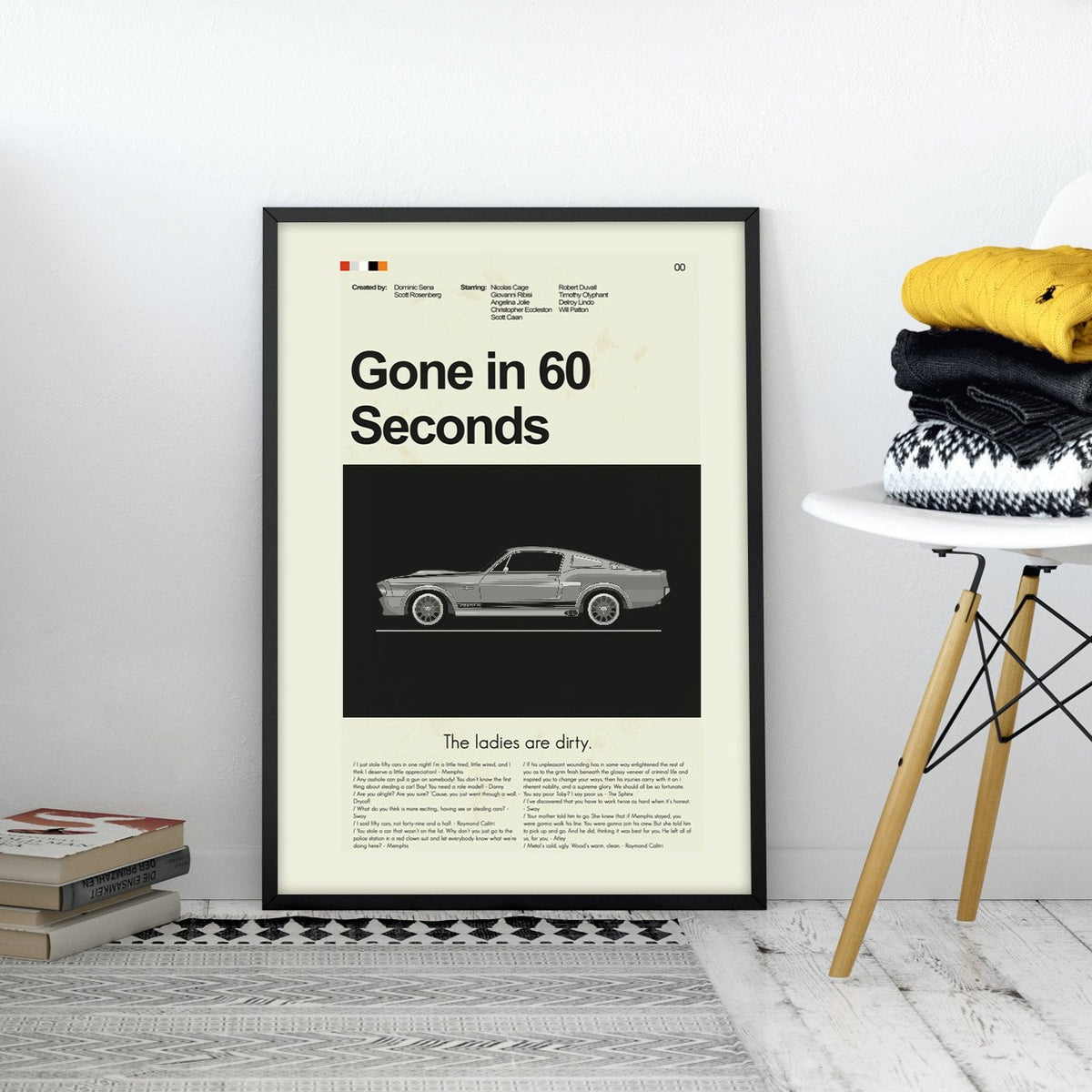 Gone in 60 Seconds Inspired Mid-Century Modern Print | 12"x18" or 18"x24" Print only