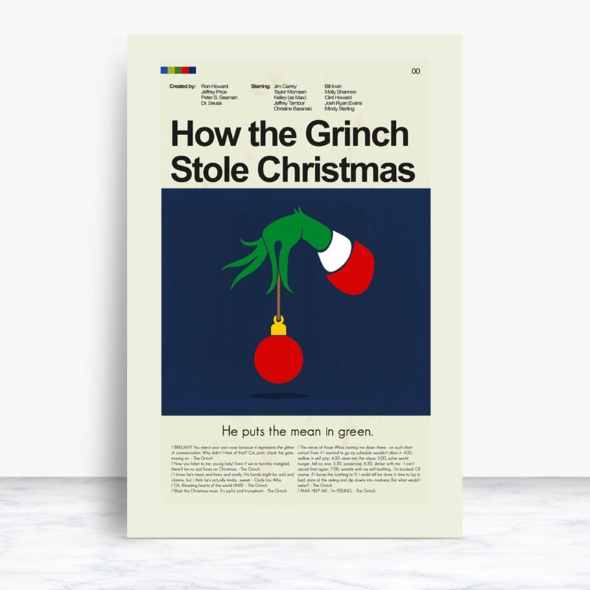 How the Grinch Stole Christmas (2000) Inspired Mid-Century Modern Print | 12"x18" or 18"x24" Print only