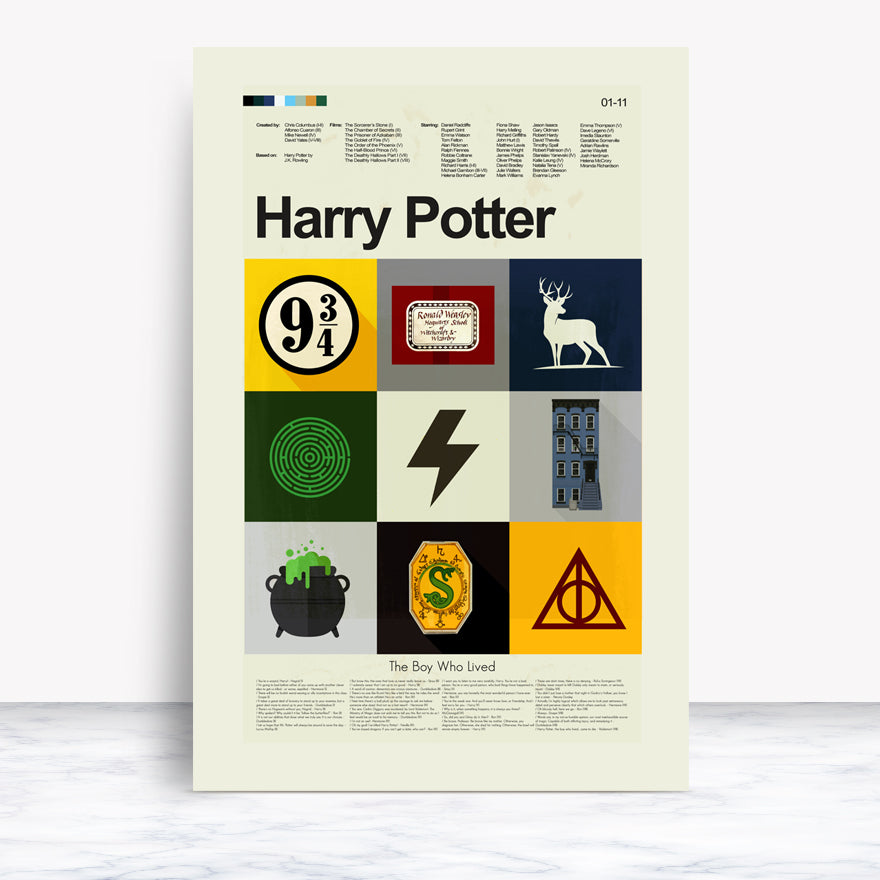 Harry Potter Inspired Mid-Century Modern Print LARGE 18x24 | Print only
