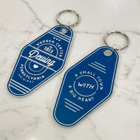 Load image into Gallery viewer, Warren Center - A Small Town with a Big Heart | Retro Motel Keychain
