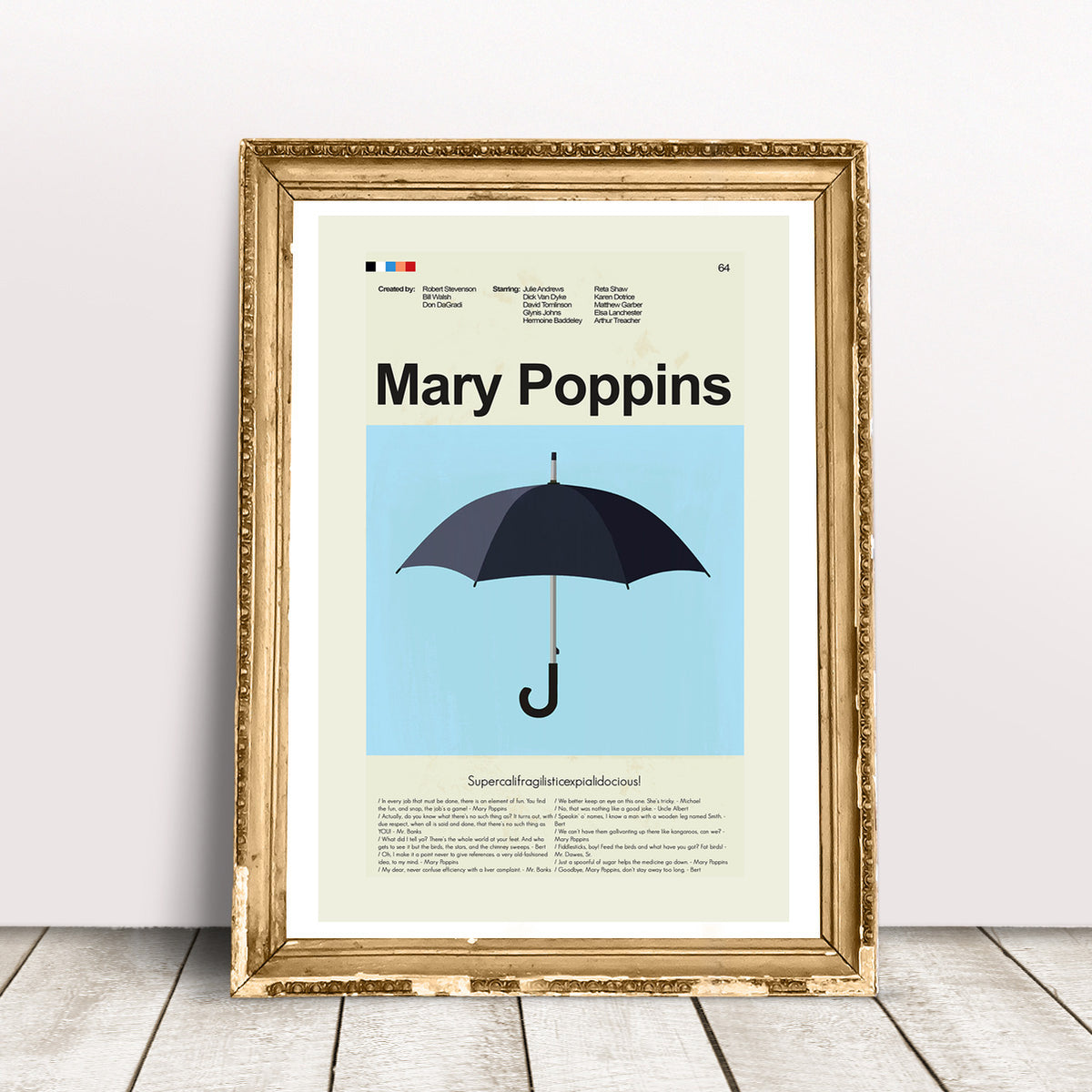 Mary Poppins Inspired Mid-Century Modern Print | 12"x18" or 18"x24" Print only