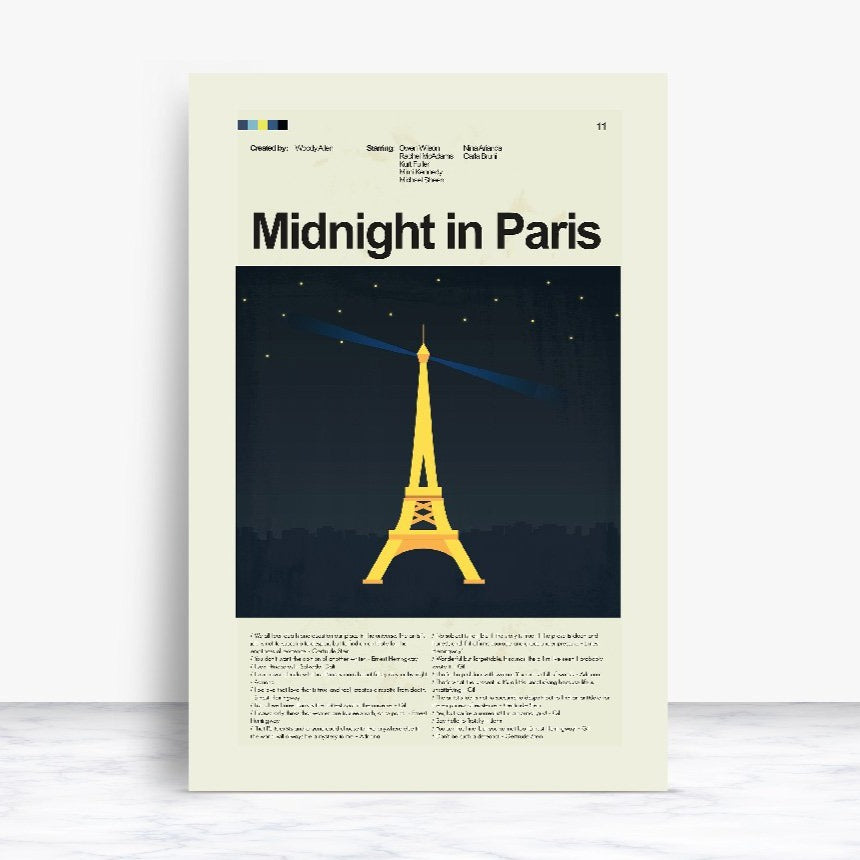 Midnight in Paris Inspired Mid-Century Modern Print | 12"x18" or 18"x24" Print only
