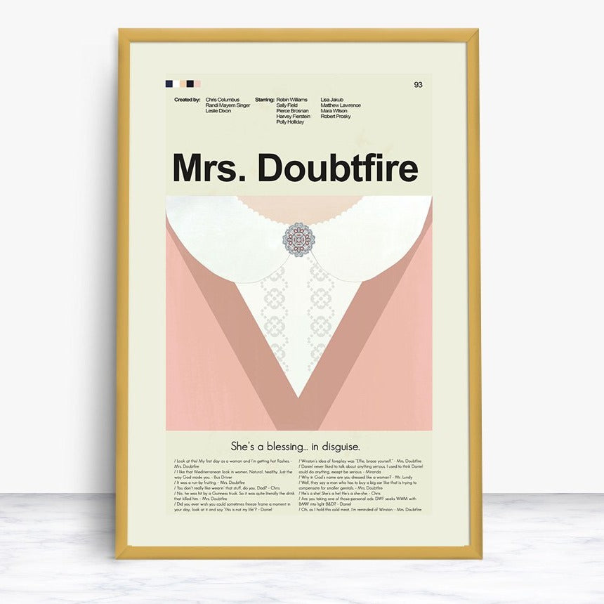 Mrs. Doubtfire Inspired Mid-Century Modern Print | 12"x18" or 18"x24" Print only