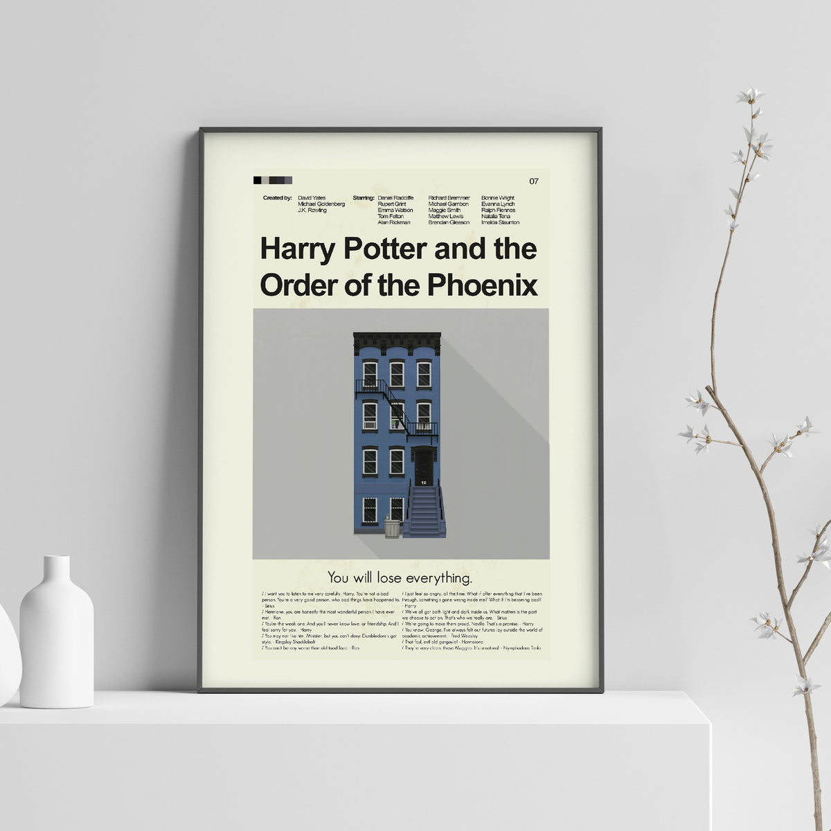 Harry Potter and the Order of the Phoenix Inspired Mid-Century Modern Print | 12"x18" or 18"x24" Print only