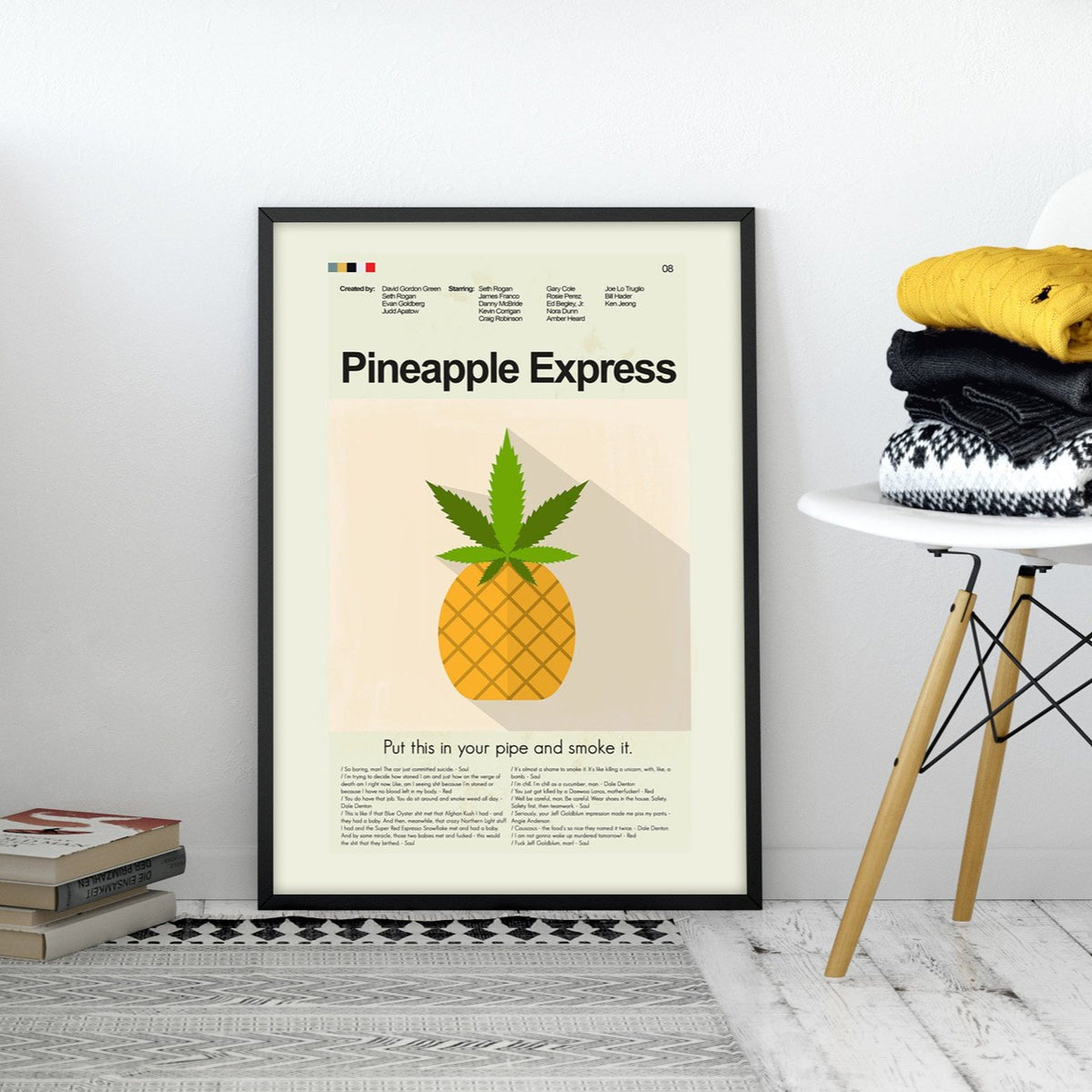 Pineapple Express Inspired Mid-Century Modern Print | 12"x18" or 18"x24" Print only