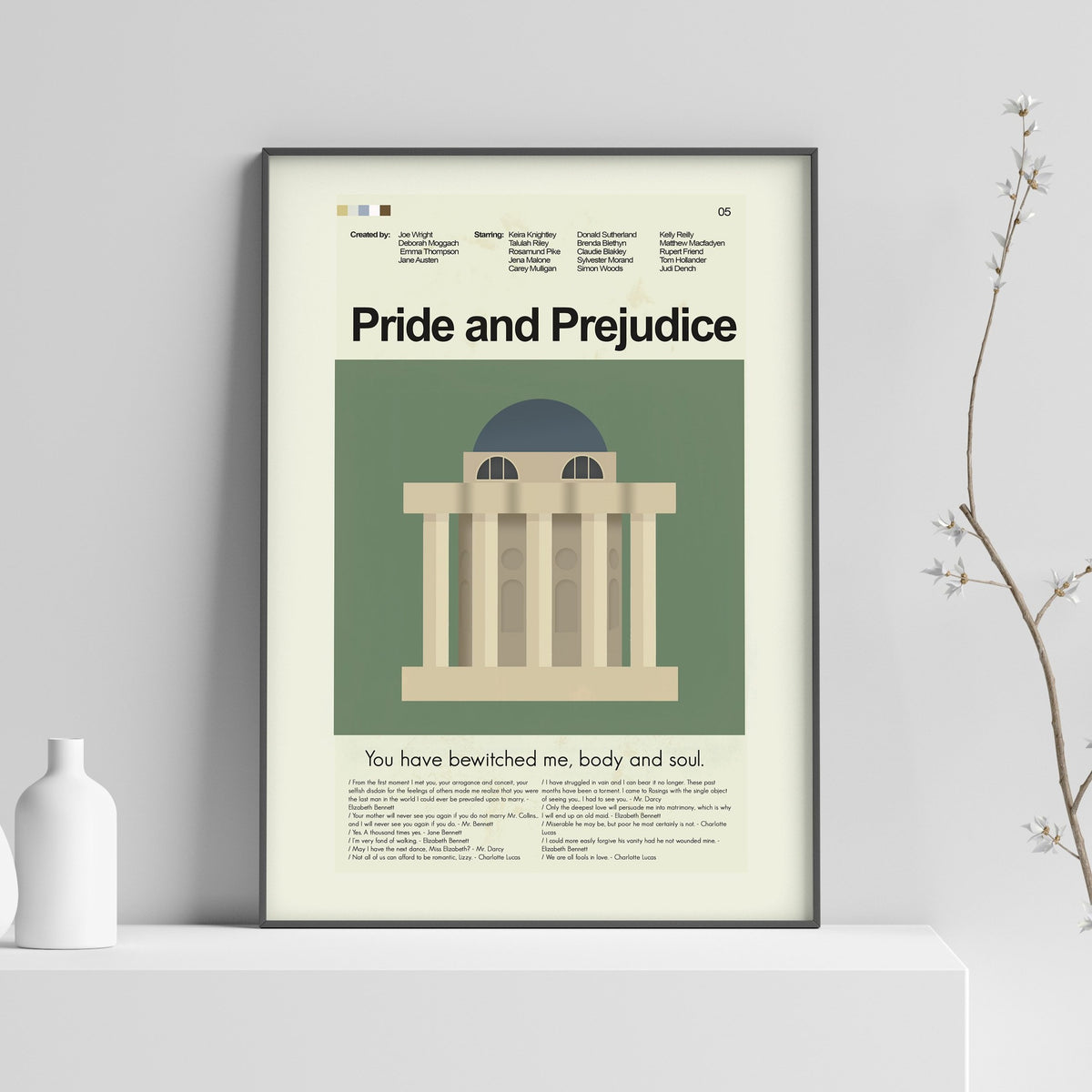 Pride and Prejudice - 2005 Inspired Mid-Century Modern Print | 12"x18" or 18"x24" Print only
