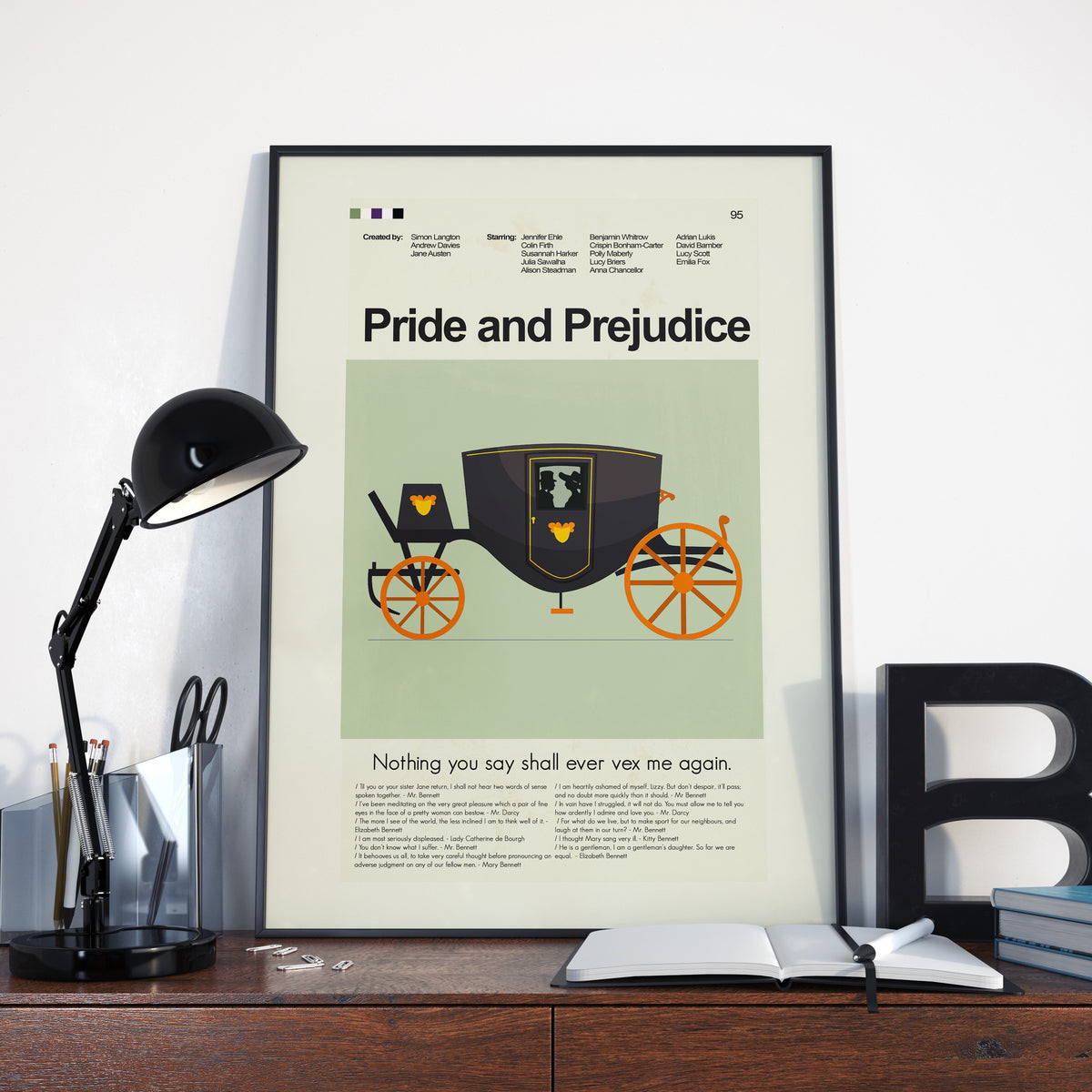 Pride and Prejudice - BBC Inspired Mid-Century Modern Print | 12"x18" or 18"x24" Print only