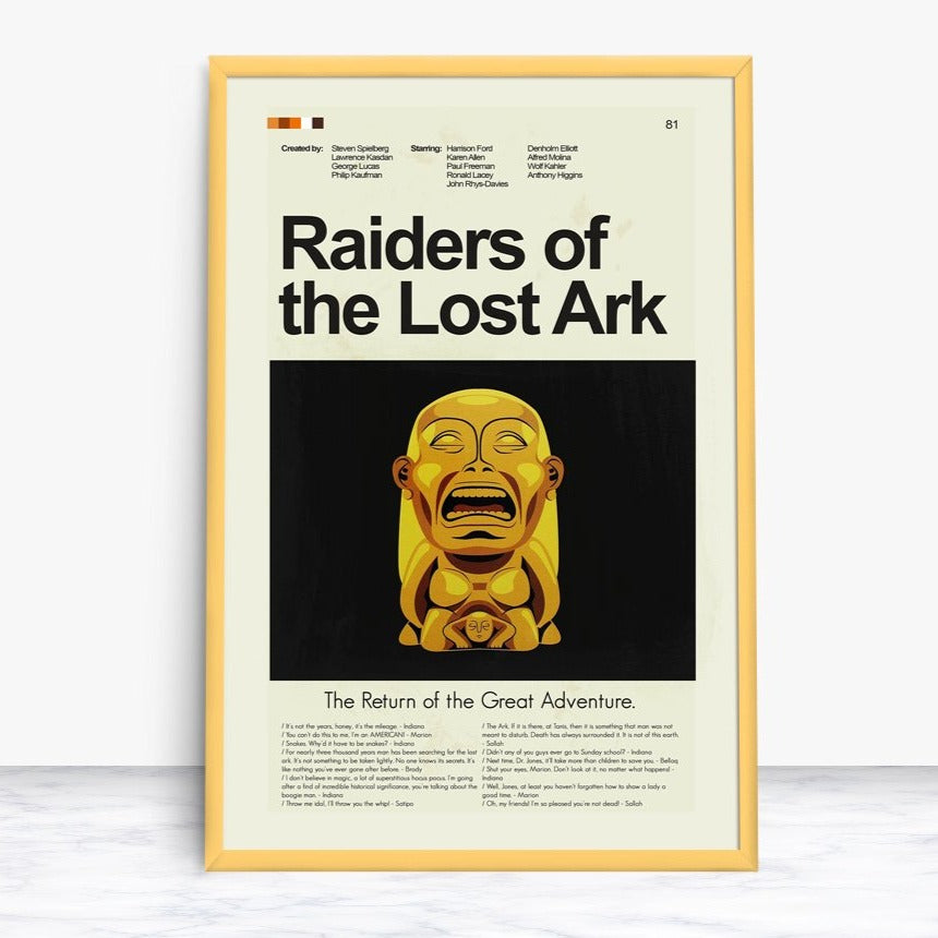 Raiders of the Lost Ark (Indiana Jones) Inspired Mid-Century Modern Print | 12"x18" or 18"x24" Print only