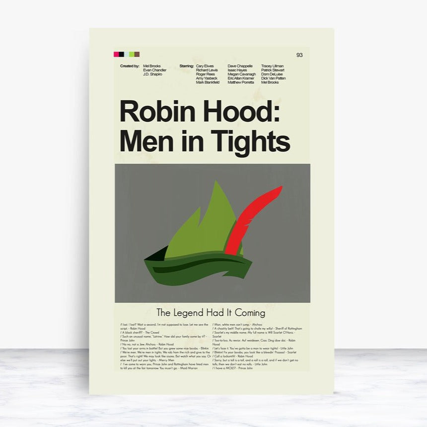 Robin Hood: Men in Tights Inspired Mid-Century Modern Print | 12"x18" or 18"x24" Print only