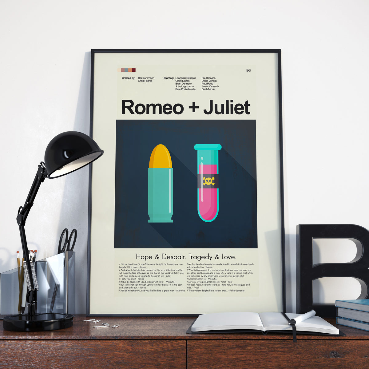 Romeo + Juliet Inspired Mid-Century Modern Print | 12"x18" or 18"x24" Print only