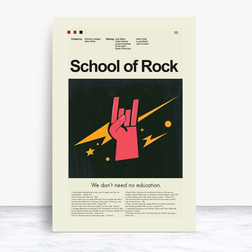 School of Rock Inspired Mid-Century Modern Print | 12"x18" or 18"x24" Print only