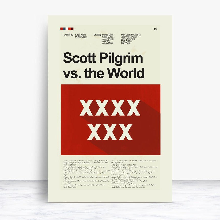 Scott Pilgrim vs. the World Inspired Mid-Century Modern Print | 12"x18" or 18"x24" Print only