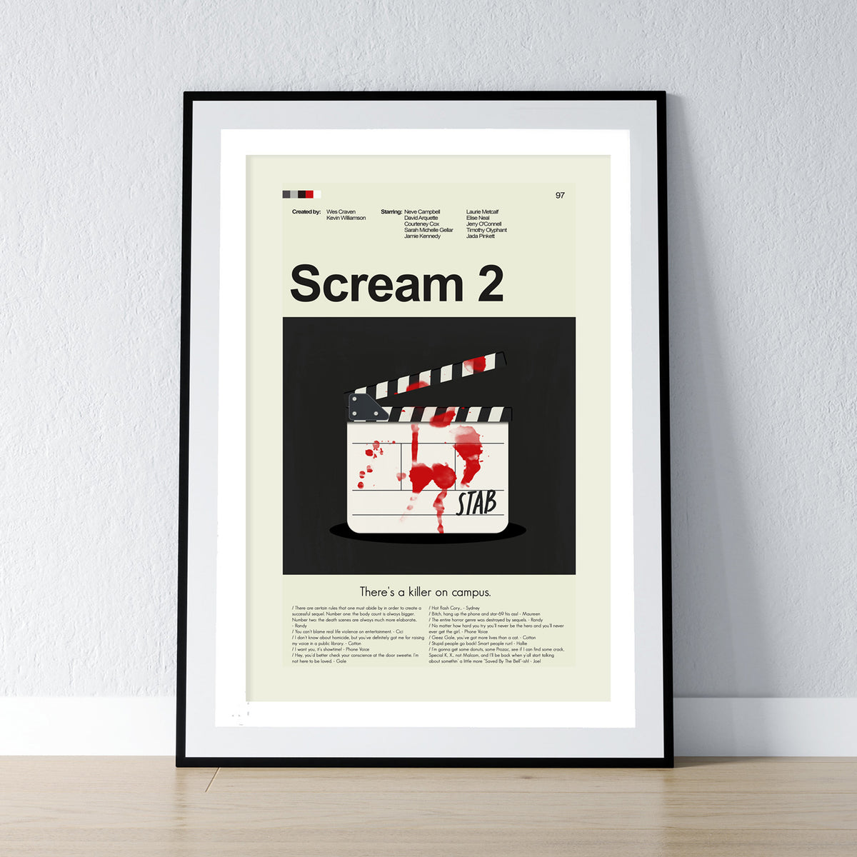 Scream 2 - Stab Movie Slate | 12"x18" or 18"x24" only | PrintsandgiggIes