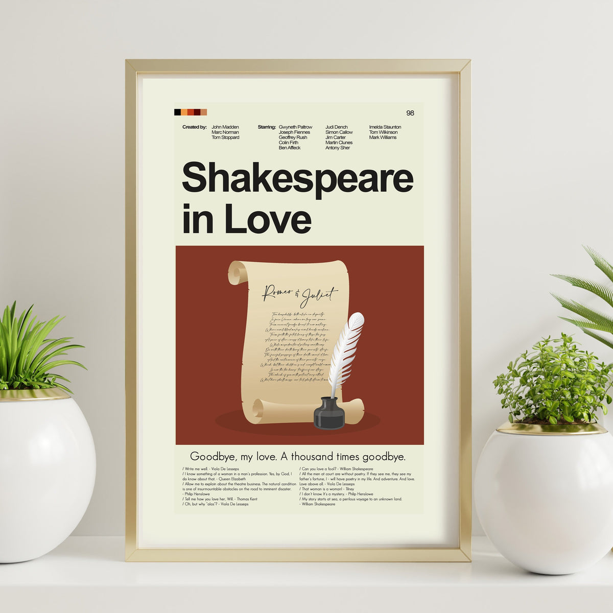 Shakespeare in Love Inspired Mid-Century Modern Print | 12"x18" or 18"x24" Print only