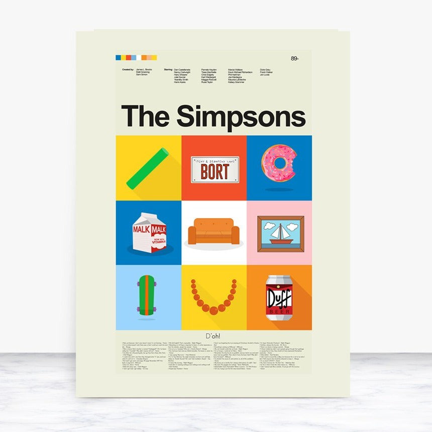 The Simpsons - The Series Mid-Century Modern Print LARGE | 18"x24" Print only