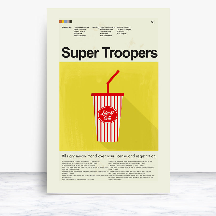 Super Troopers Inspired Mid-Century Modern Print | 12"x18" or 18"x24" Print only
