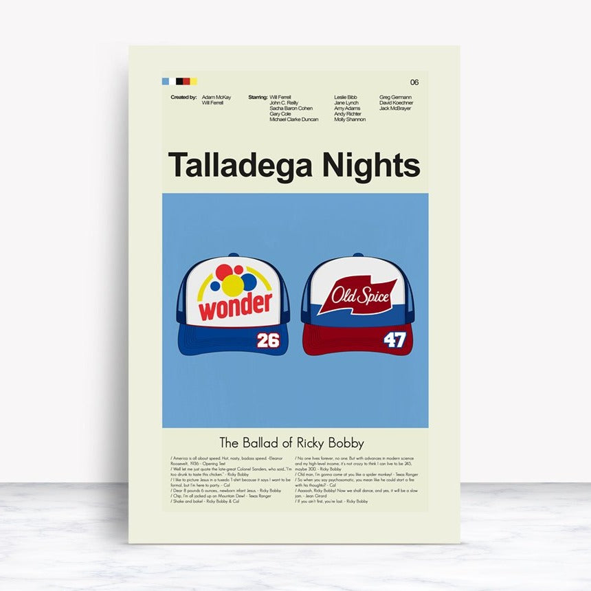 Talladega Nights: The Ballad of Ricky Bobby - Sponsor Hats  | 12"x18" or 18"x24" Print only