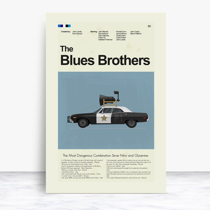 The Blue's Brothers Inspired Mid-Century Modern Print | 12"x18" or 18"x24" Print only