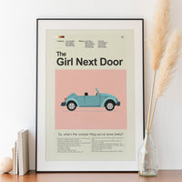 Load image into Gallery viewer, The Girl Next Door - Blue VW Bug | 12&quot;x18&quot; Print Only
